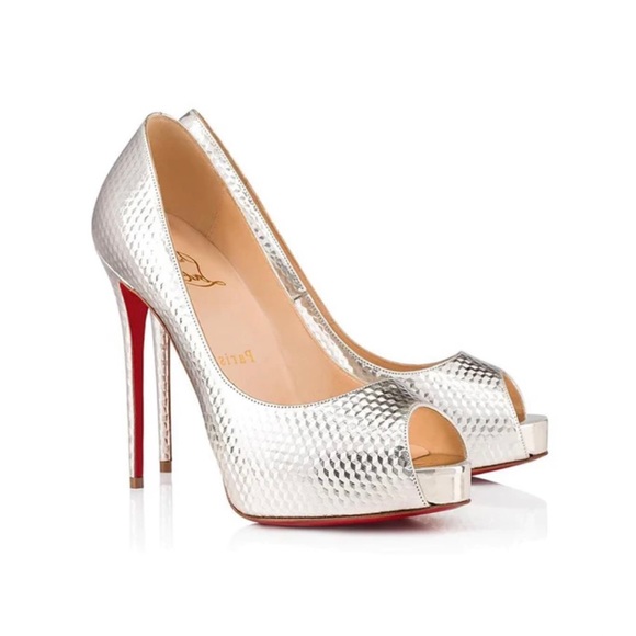 Christian Louboutin Shoes - Christian Louboutin Very Prive Platinum Heels